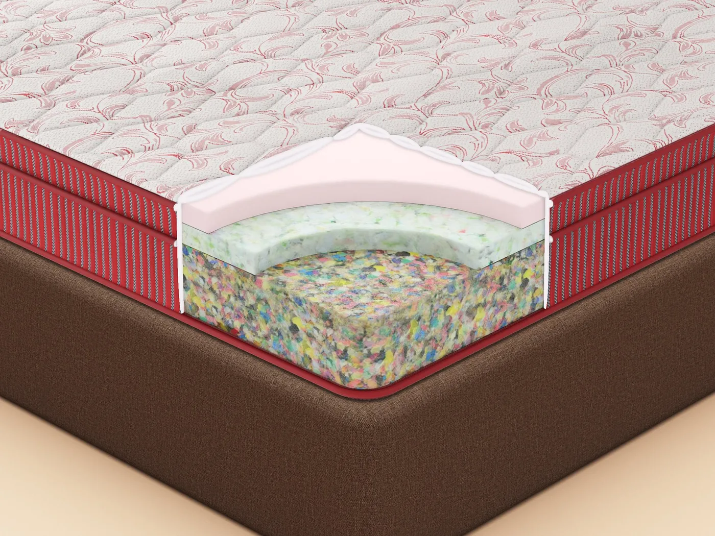 Illustration: mattress layers with a rebonded foam core