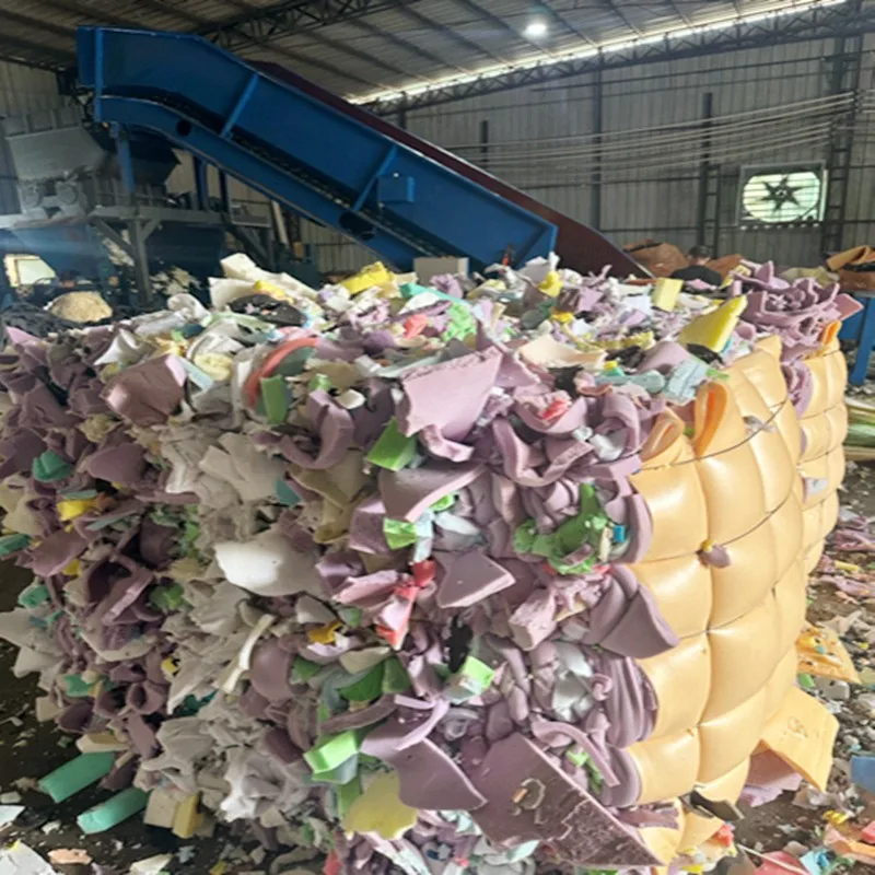 Compressed foam scrap bales ready for shipment